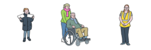 assisting wheelchair user graphic
