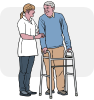 elderly man and nurse graphic