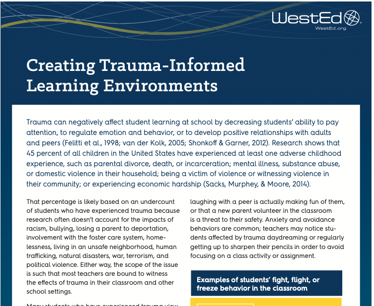 creating trauma-informed learning environments white paper