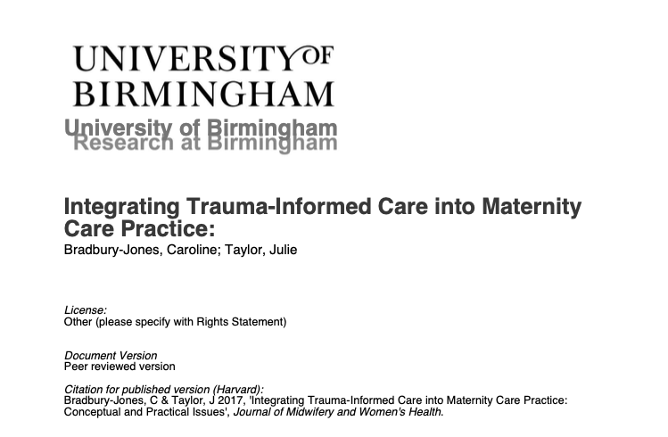 Integrating trauma-informed care into maternity care practice white paper