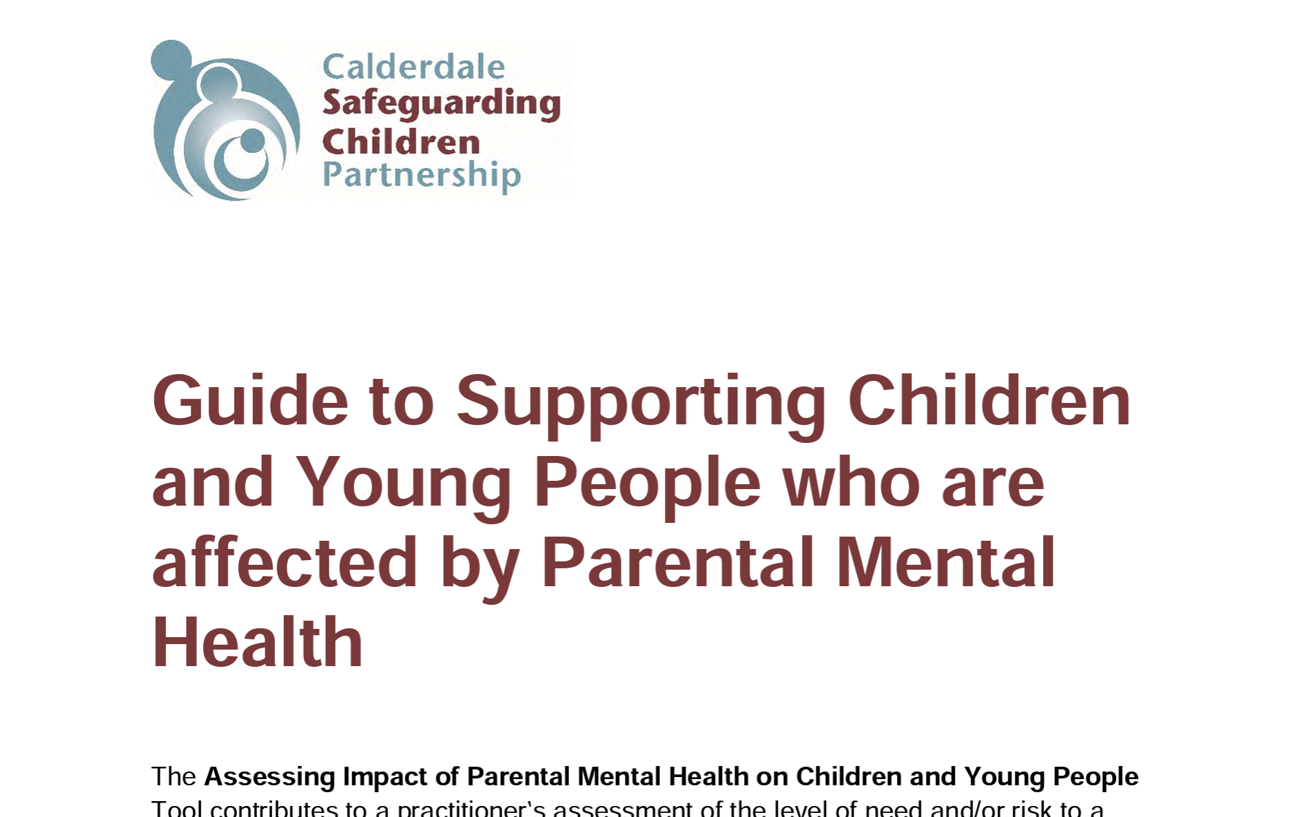 Supporting young people who are affected by Parental Mental Health guide