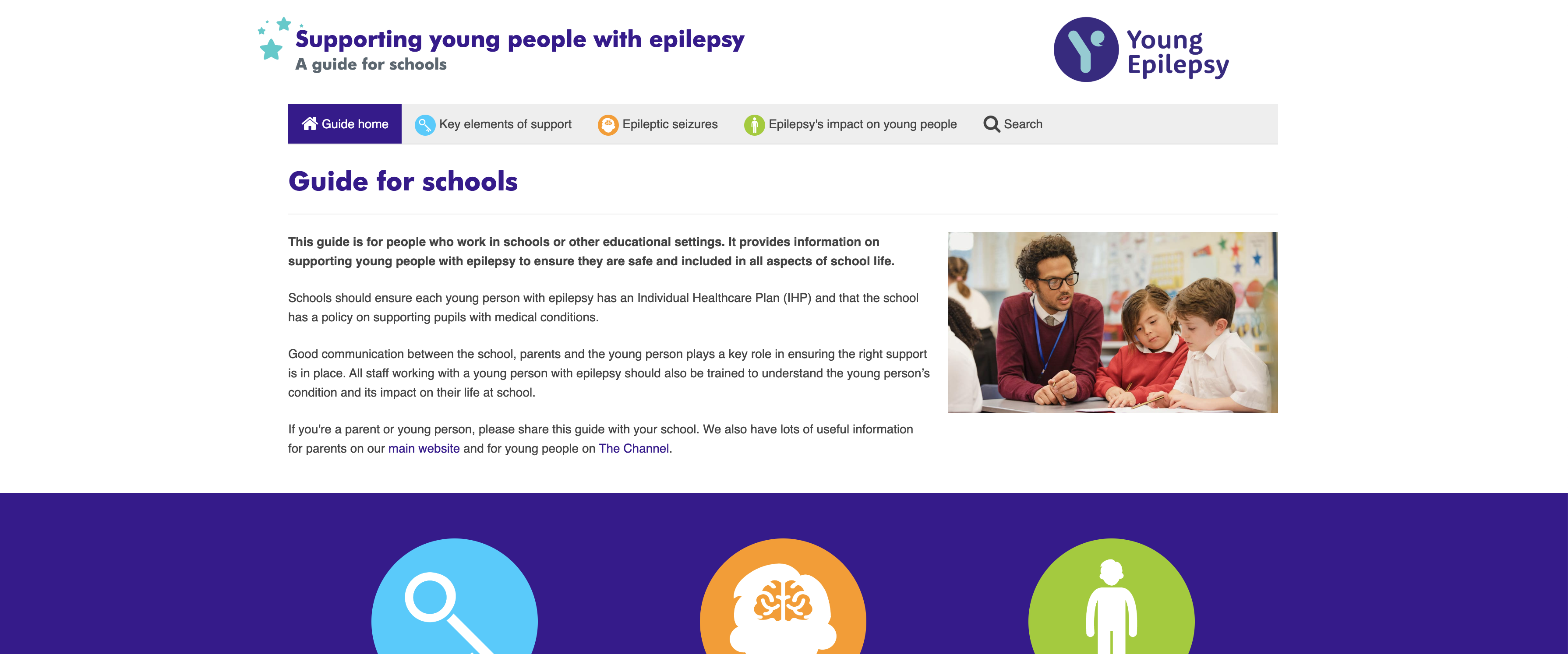 Supporting Young People with Epilepsy: Guide for schools website